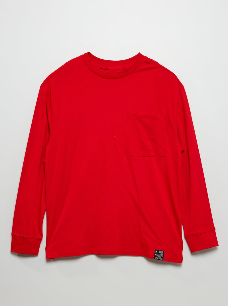 T-shirt lisa de manga comprida PRETO - Kiabi