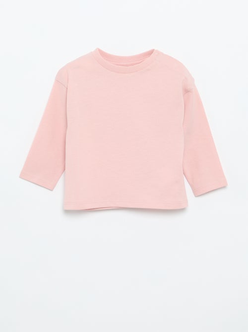 T-shirt lisa de manga comprida - Kiabi