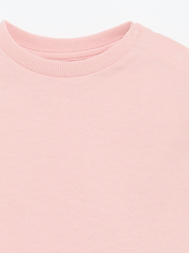 T-shirt lisa de manga comprida Rosa - Kiabi