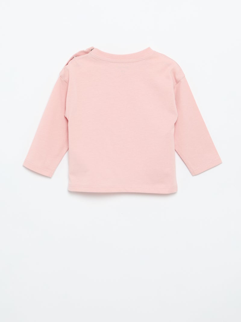 T-shirt lisa de manga comprida Rosa - Kiabi