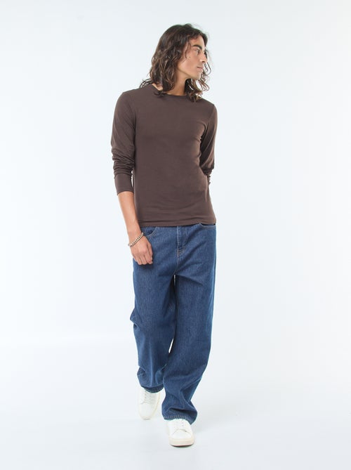 T-shirt lisa de manga curta e gola redonda - Kiabi