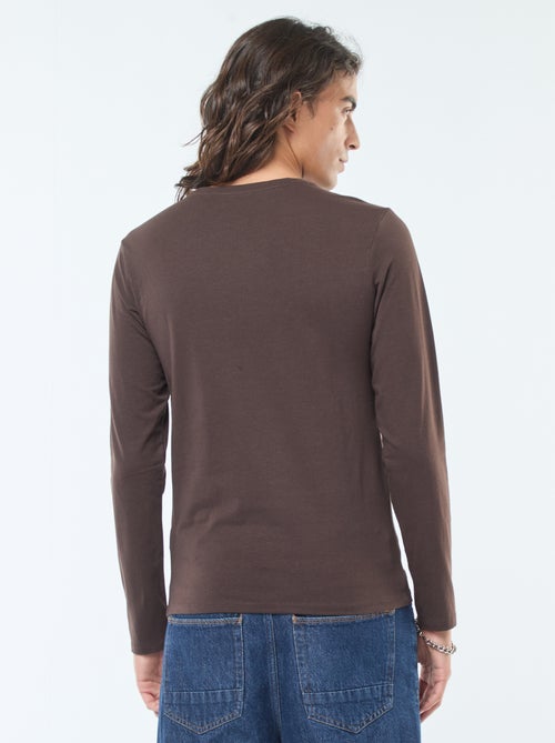 T-shirt lisa de manga curta e gola redonda - Kiabi