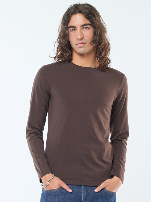 T-shirt lisa de manga curta e gola redonda - Kiabi