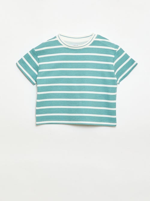 T-shirt lisa de manga curta em algodão - Kiabi