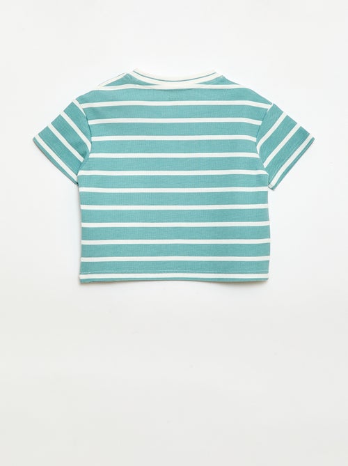 T-shirt lisa de manga curta em algodão - Kiabi