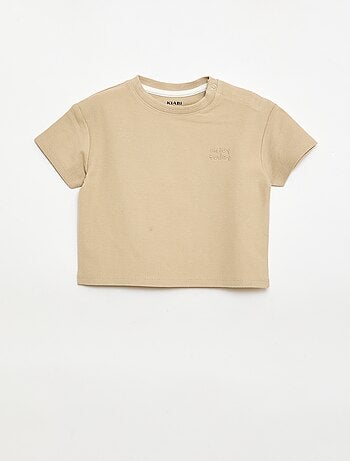 T-shirt às riscas de manga curta em algodão