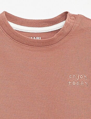 T-shirt às riscas de manga curta em algodão