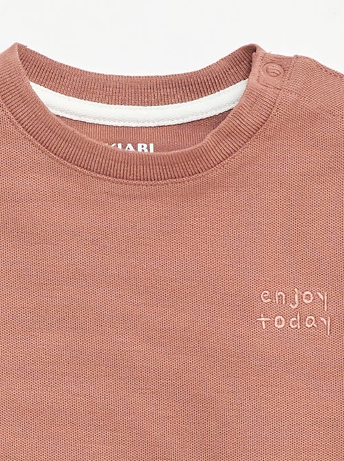 T-shirt lisa de manga curta em algodão - Kiabi