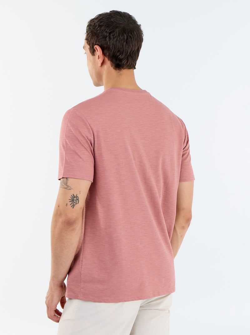 T-shirt lisa de manga curta Rosa - Kiabi