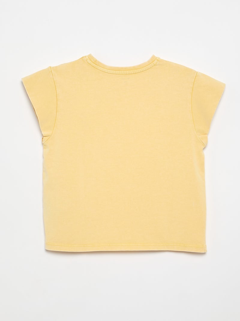 T-shirt lisa de mangas extra-curtas Amarelo - Kiabi