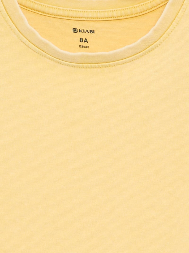 T-shirt lisa de mangas extra-curtas Amarelo - Kiabi