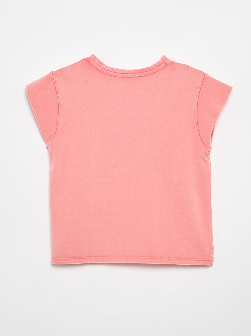 T-shirt lisa de mangas extra-curtas Rosa - Kiabi