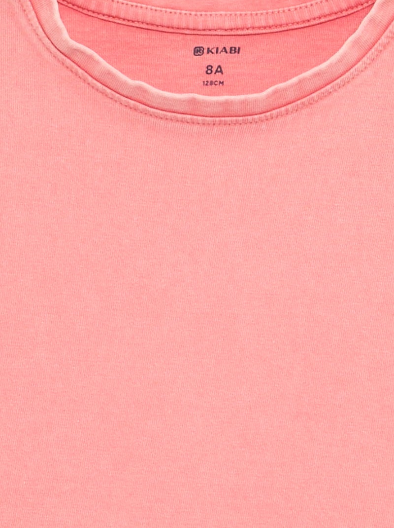T-shirt lisa de mangas extra-curtas Rosa - Kiabi
