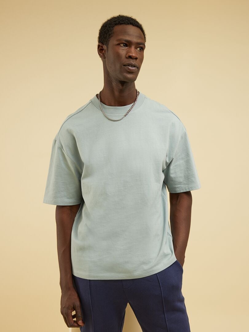 T-shirt lisa em algodão Cinza Azul - Kiabi