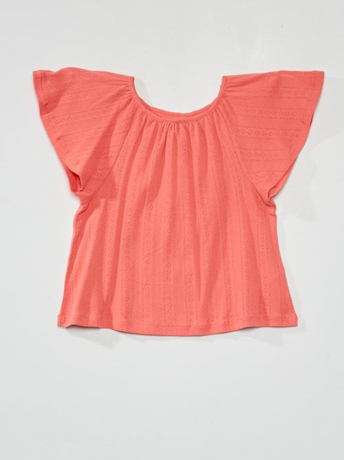 T-shirt lisa em malha ajurada - Kiabi