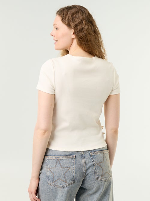 T-shirt lisa em malha canelada - Kiabi T-shirt lisa em malha canelada - Kiabi