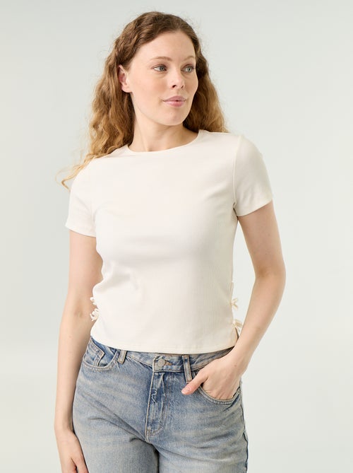 T-shirt lisa em malha canelada - Kiabi T-shirt lisa em malha canelada - Kiabi