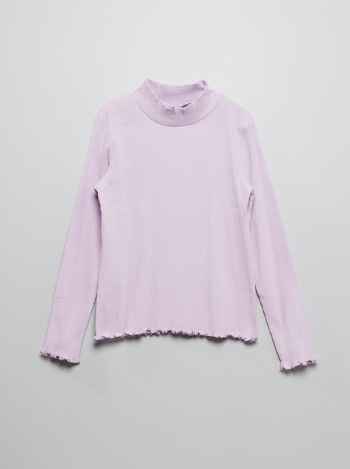 T-shirt lisa em malha canelada - Kiabi