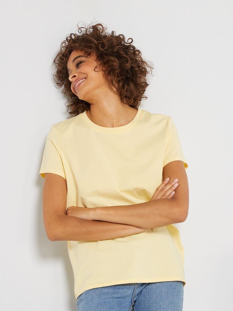 T-shirt lisa em malha jersey Amarelo - Kiabi