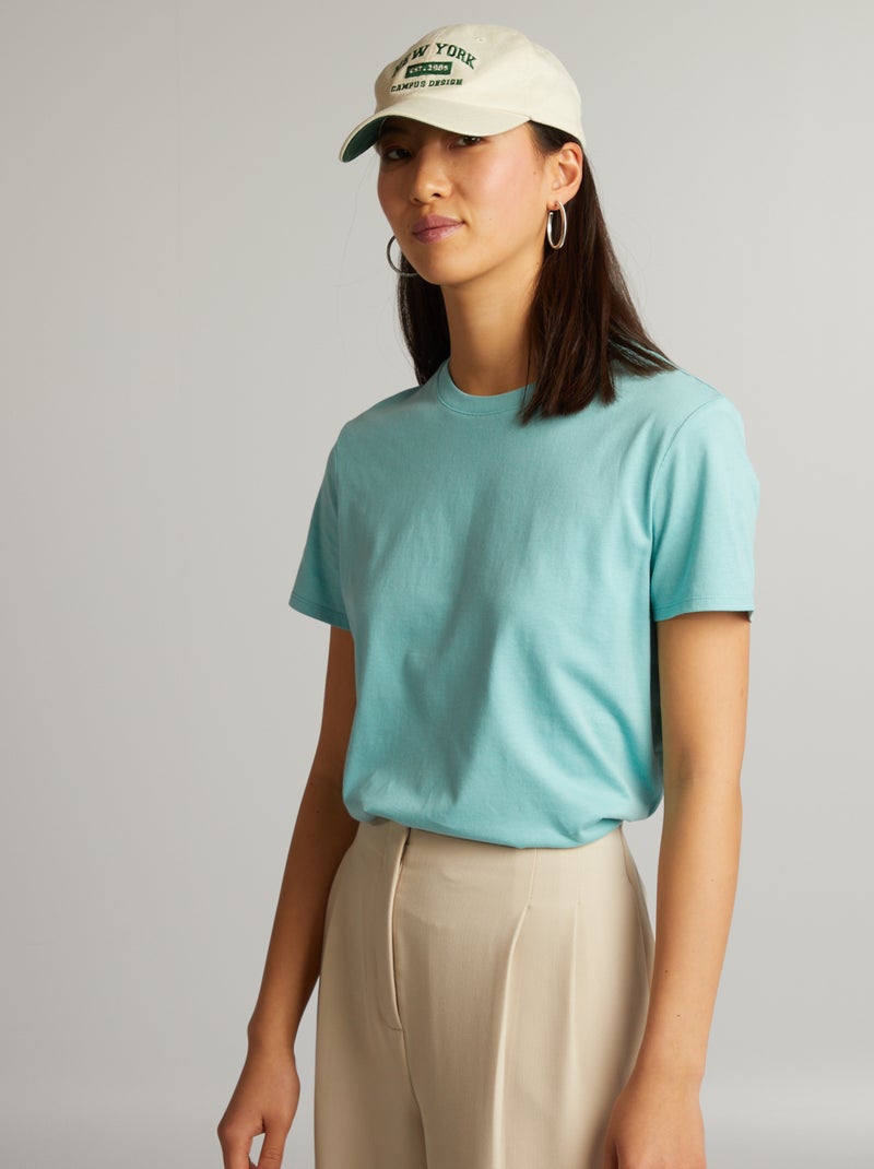 T-shirt lisa em malha jersey AZUL - Kiabi