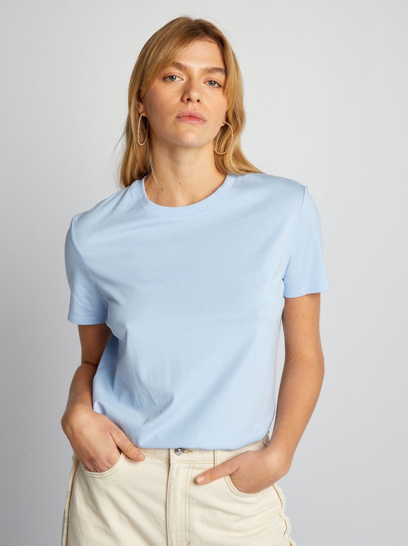 T-shirt lisa em malha jersey AZUL - Kiabi