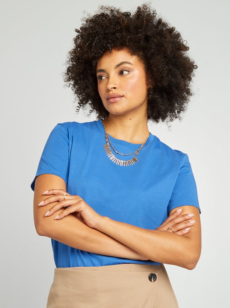 T-shirt lisa em malha jersey AZUL - Kiabi