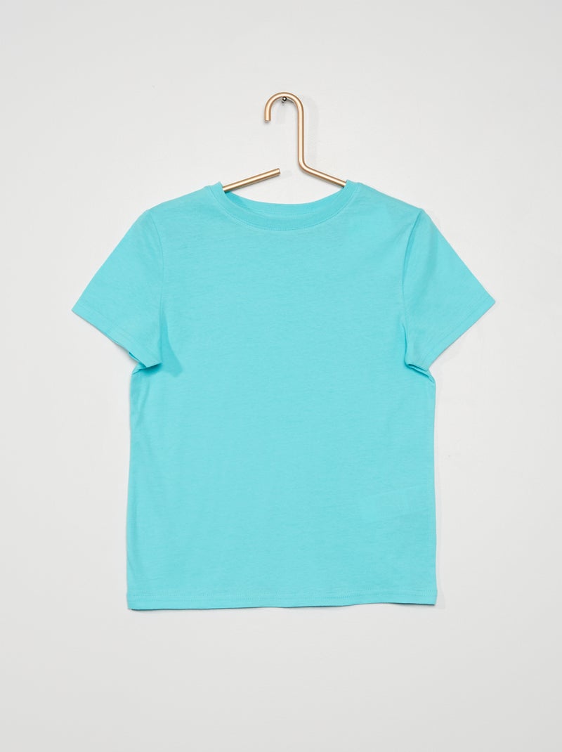 T-shirt lisa em malha jersey AZUL - Kiabi