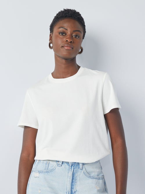 T-shirt lisa em malha jersey - Kiabi