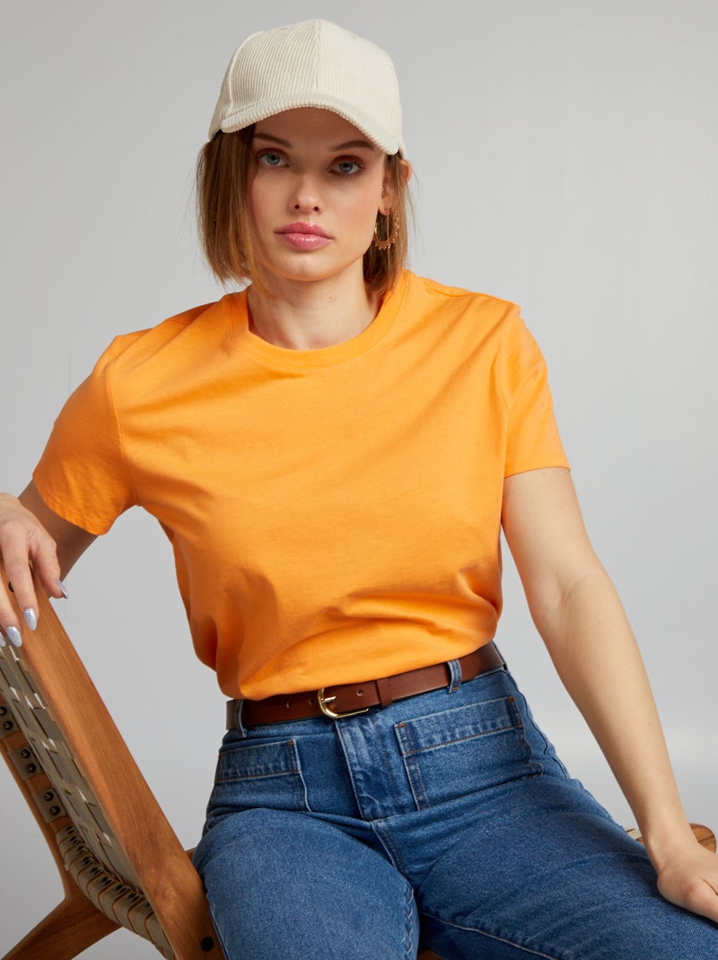 T-shirt lisa em malha jersey LARANJA - Kiabi