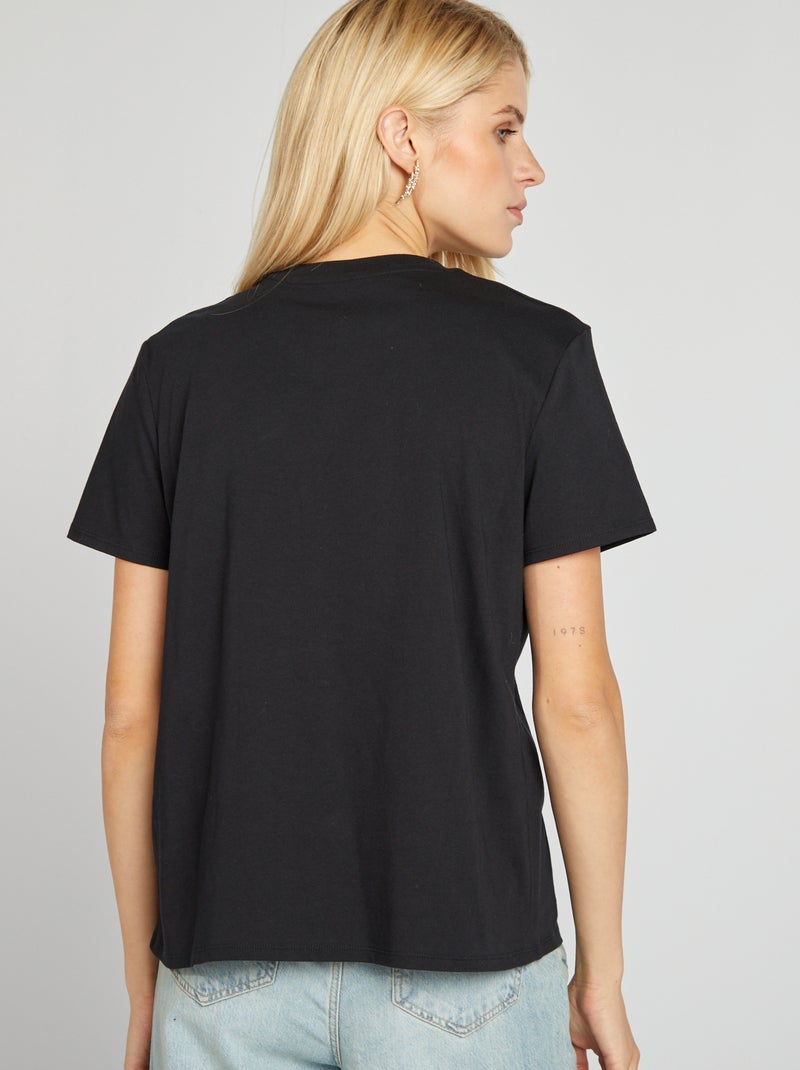 T-shirt lisa em malha jersey PRETO - Kiabi