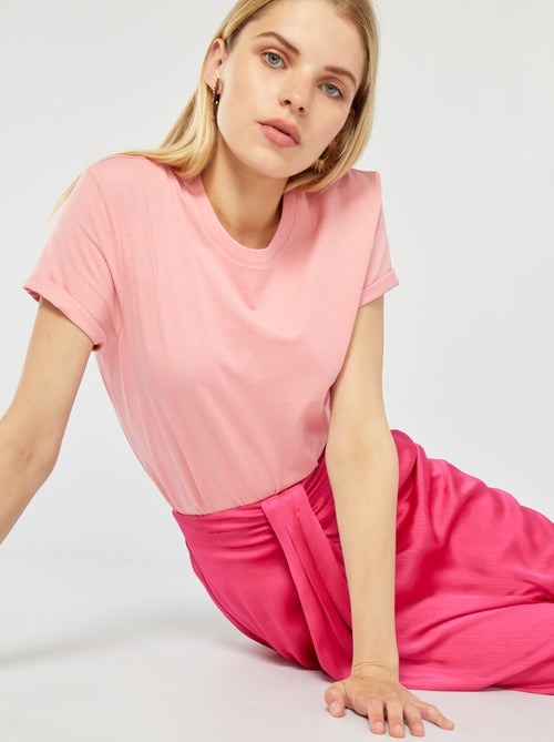 T-shirt lisa em malha jersey - Kiabi