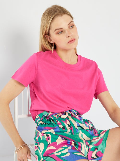 T-shirt lisa em malha jersey - Kiabi
