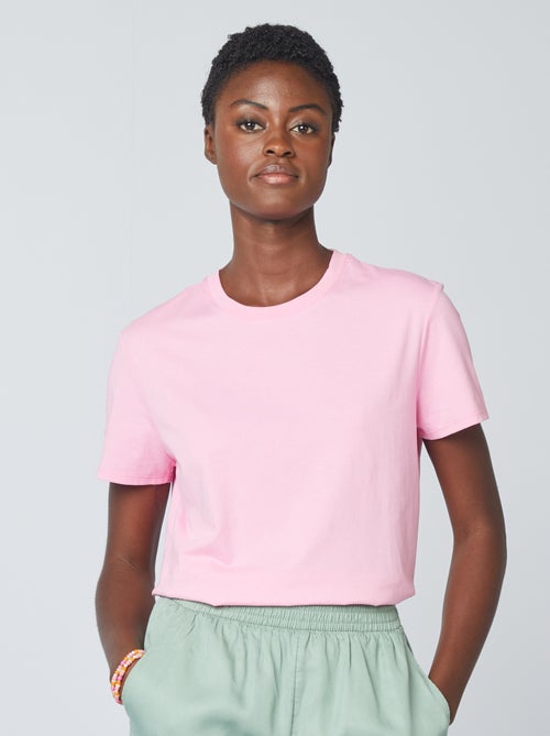 T-shirt lisa em malha jersey - Kiabi