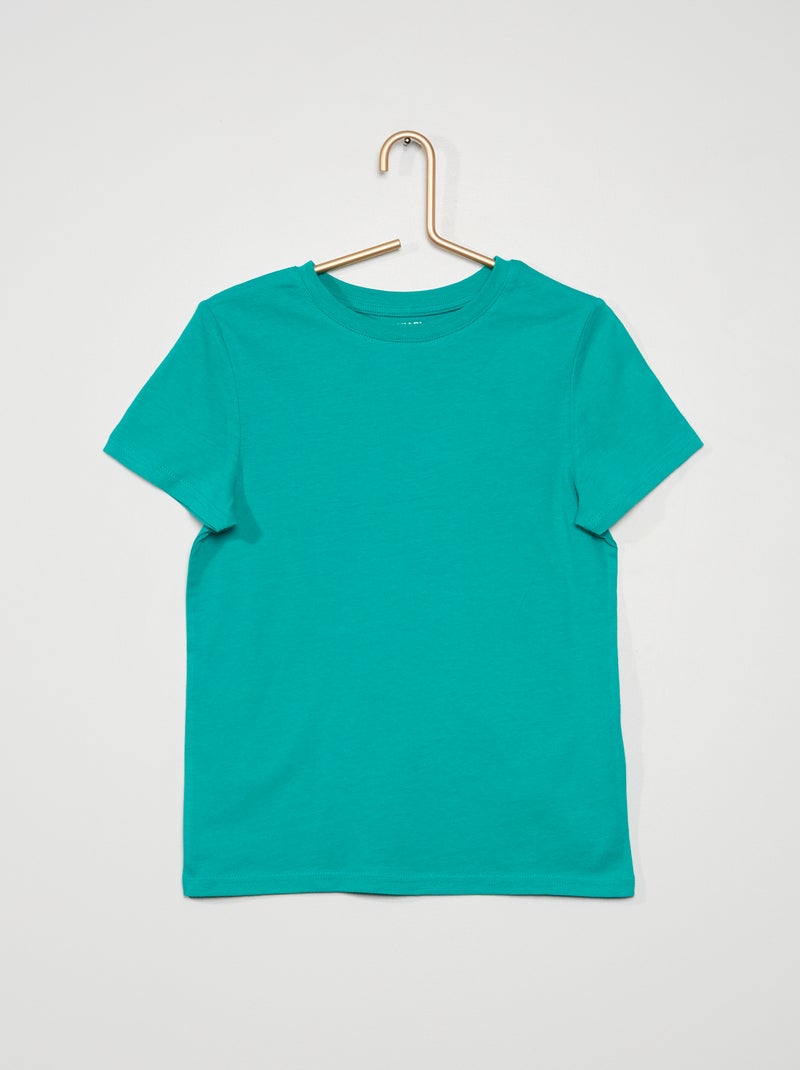T-shirt lisa em malha jersey VERDE - Kiabi