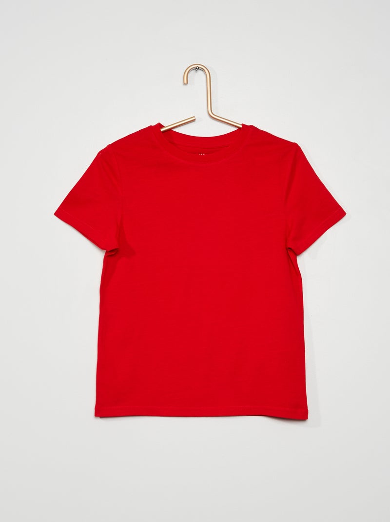 T-shirt lisa em malha jersey VERMELHO - Kiabi