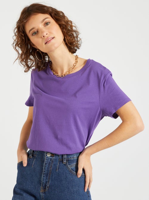 T-shirt lisa em malha jersey - Kiabi