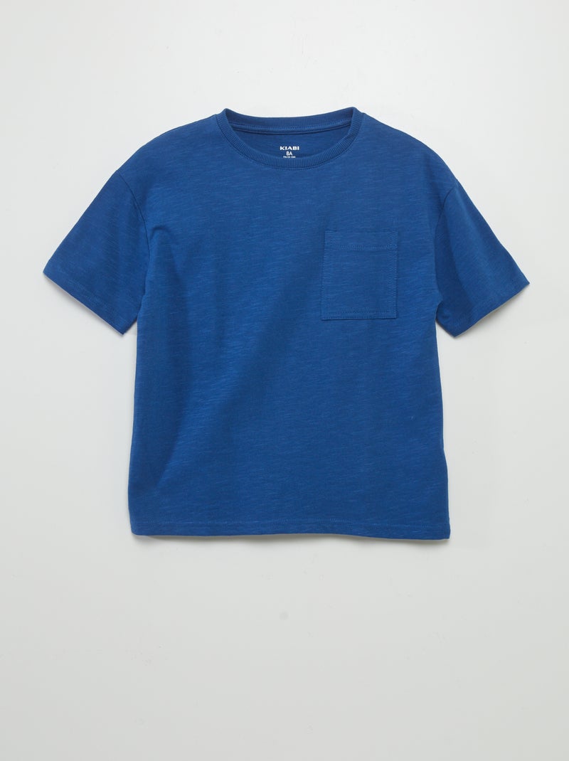 T-shirt lisa em malha matizada AZUL - Kiabi