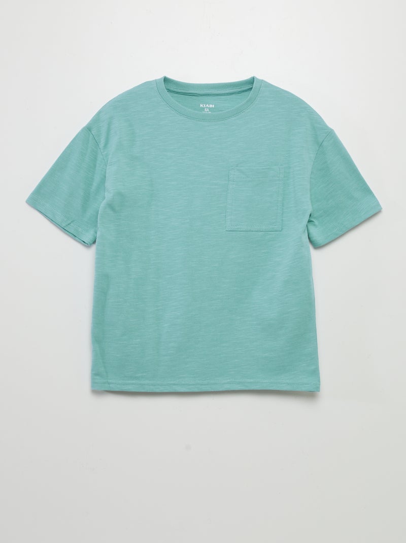 T-shirt lisa em malha matizada AZUL - Kiabi