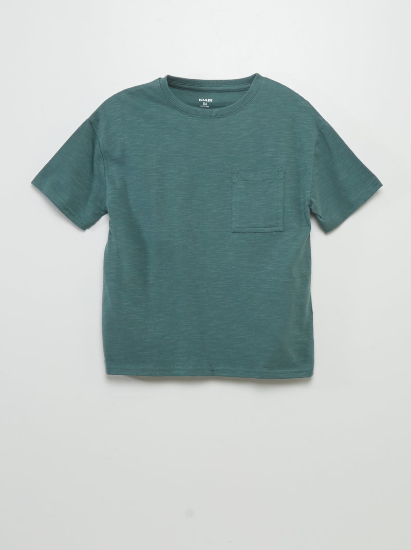 T-shirt lisa em malha matizada VERDE - Kiabi