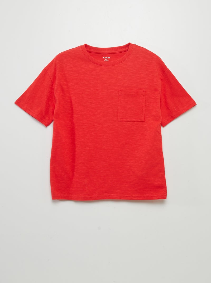 T-shirt lisa em malha matizada VERMELHO - Kiabi
