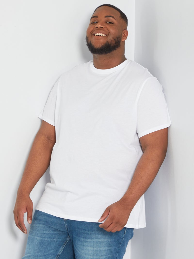 T-shirt lisa em puro algodão Branco - Kiabi