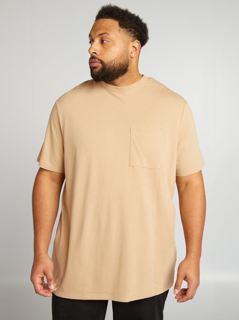 T-shirt lisa texturada BEGE - Kiabi