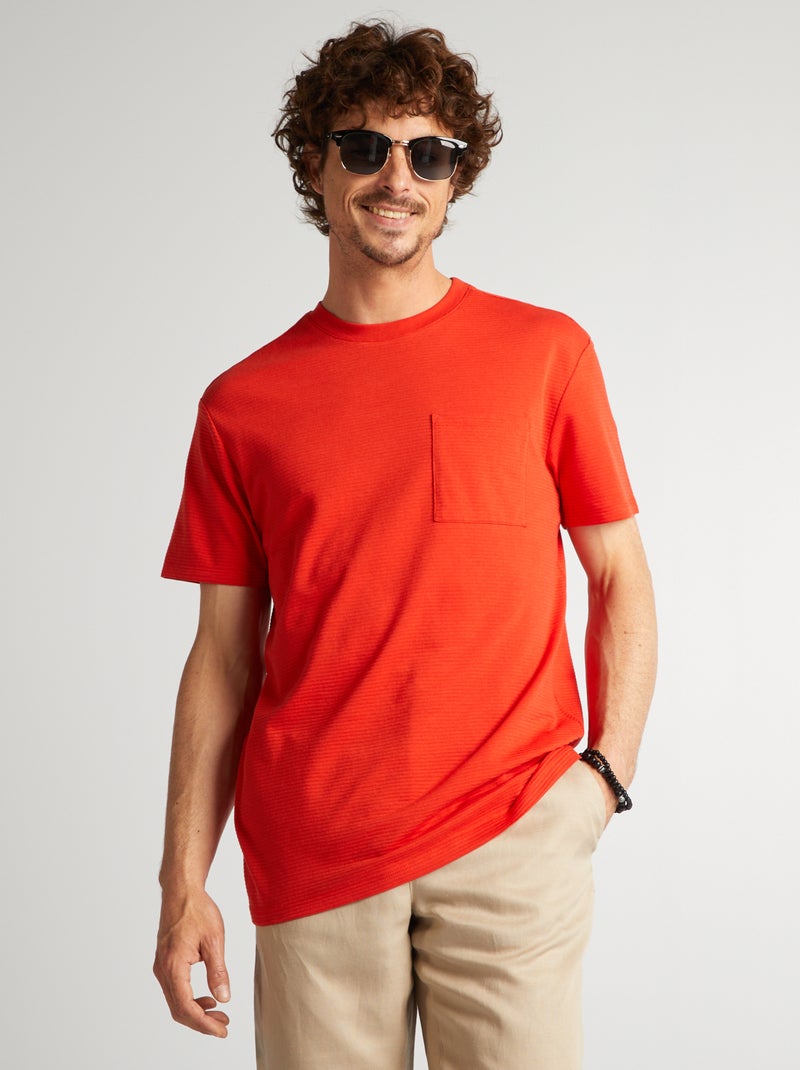 T-shirt lisa texturada VERMELHO - Kiabi