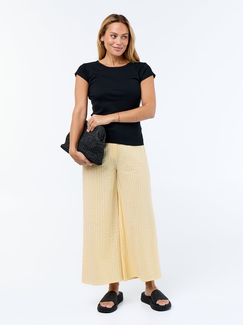 T-shirt liso com costas abertas e mangas curtas Preto - Kiabi
