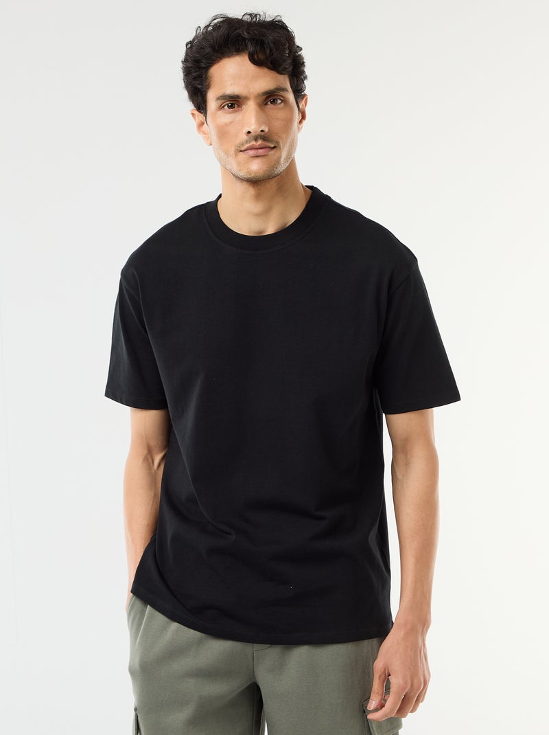 T-shirt liso confort fit / oversize Preto - Kiabi