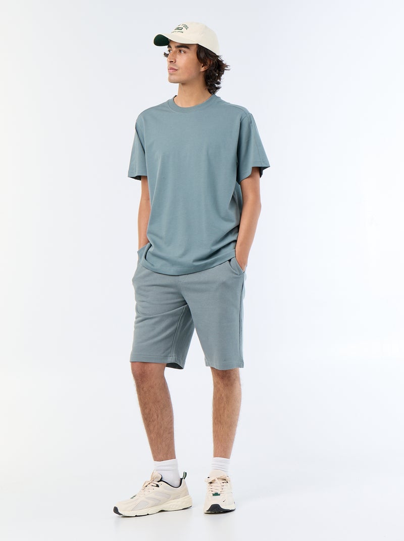 T-shirt liso de corte confortável / oversize de manga curta Azul - Kiabi