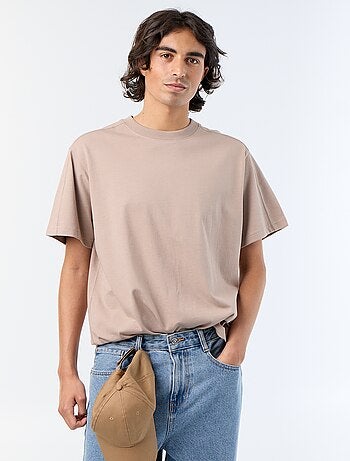 T-shirt liso de corte confortável / oversize de manga curta