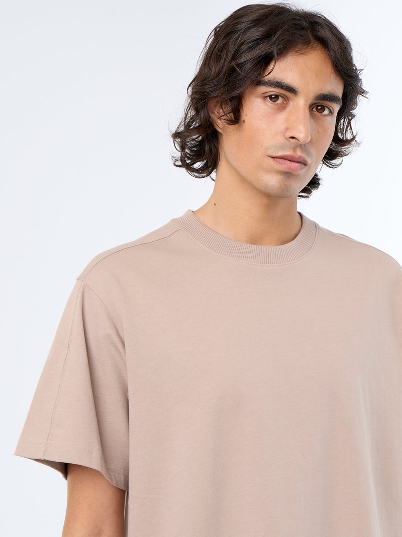 T-shirt liso de corte confortável / oversize de manga curta Bege - Kiabi