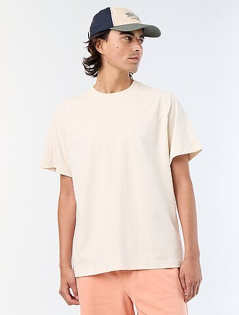 T-shirt liso de corte confortável / oversize de manga curta