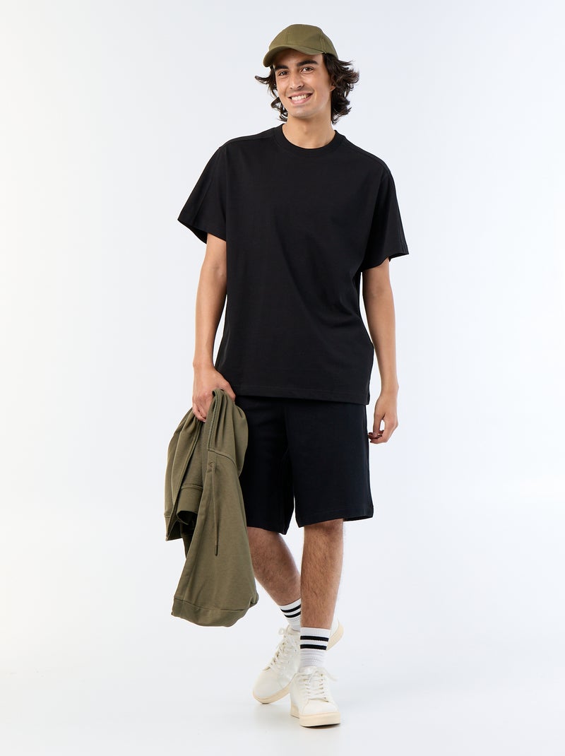 T-shirt liso de corte confortável / oversize de manga curta Preto - Kiabi